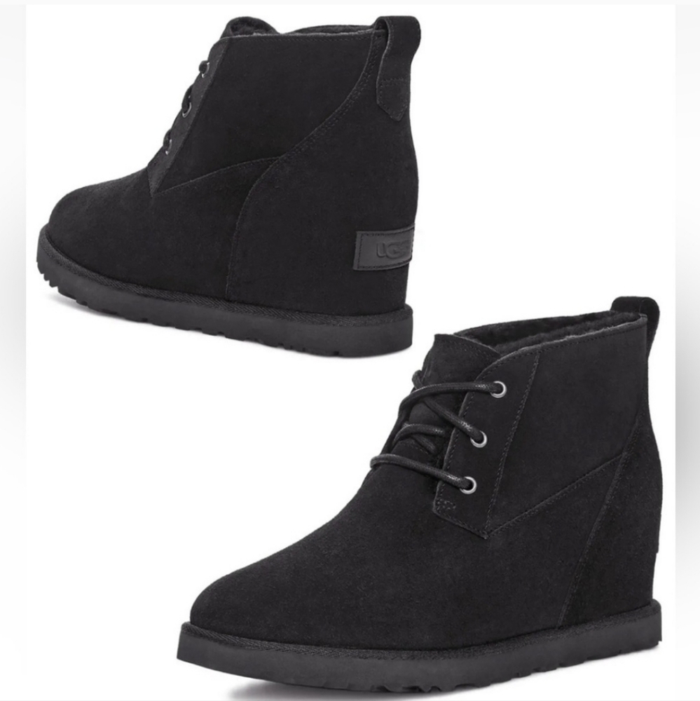 UGG Black Suede Wedge Ankle Booties